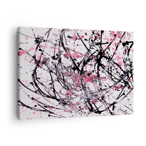 Impression sur toile - Image sur toile - Motif abstrait dans les tons de rose, noir et blanc - 70x50cm - La nature éphémère de la vie - Décoration murale moderne pour le salon et la chambre ARTTOR