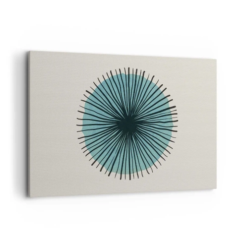 Impression sur toile - Image sur toile - Forme circulaire abstraite avec des rayons bleus - 120x80cm - Rayonnant dans l'azur - Décoration murale moderne pour le salon et la chambre ARTTOR