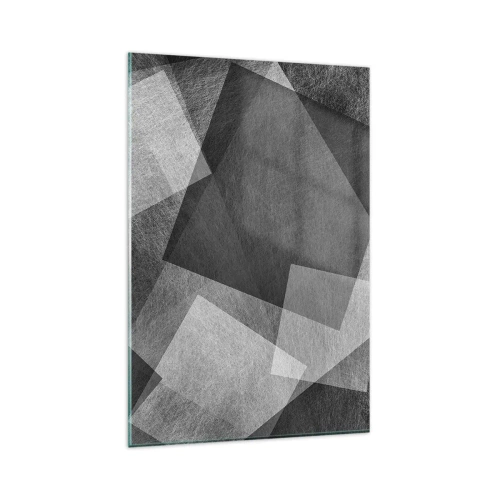 Impression sur verre - Image sur verre - Abstraction en noir et blanc avec des formes géométriques - 80x120cm - Le symbole éternel de durabilité et d'ordre - Décoration murale moderne pour le salon et la chambre ARTTOR