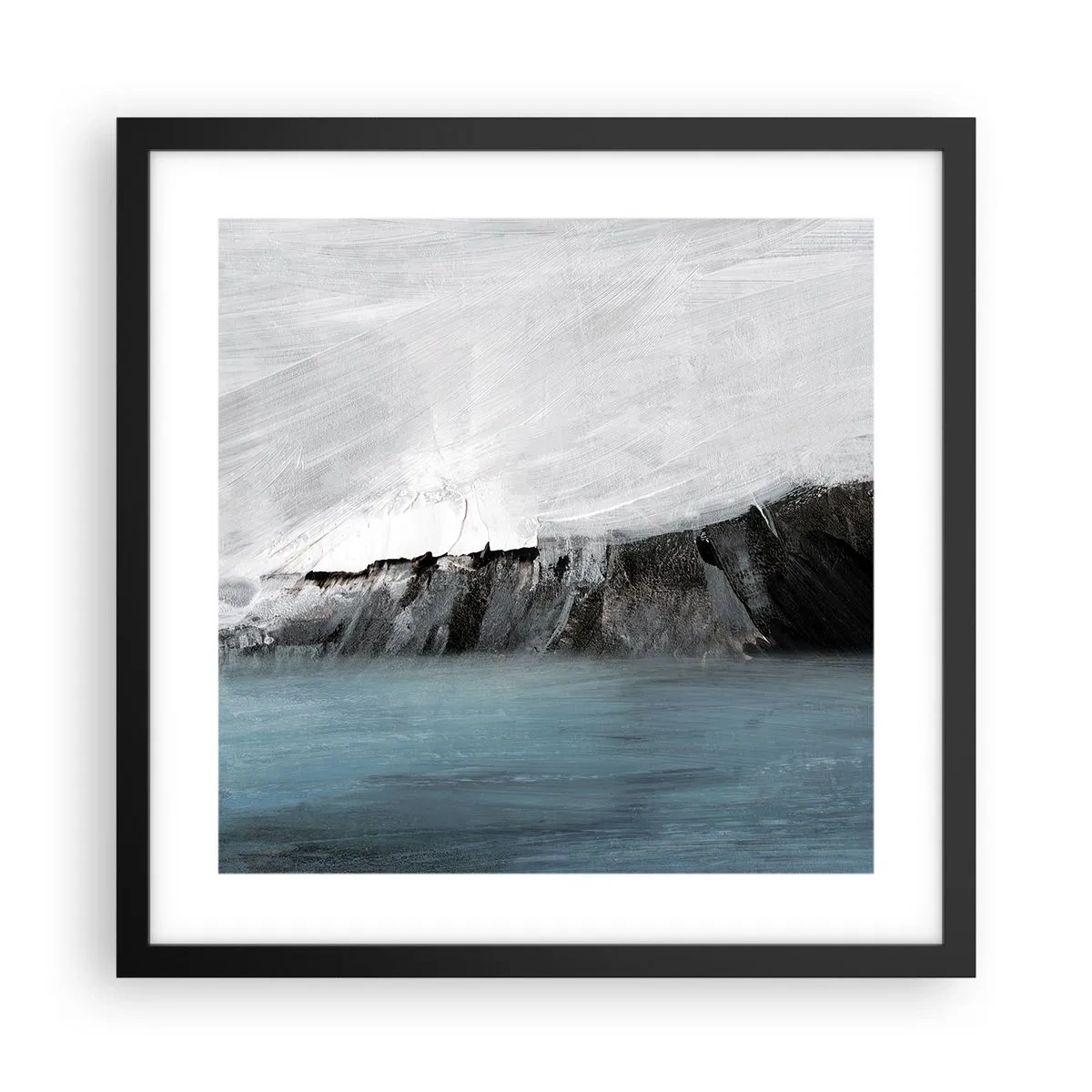 Affiche dans un cadre noir - Poster - Eau – terre : choc des éléments - 40x40 cm