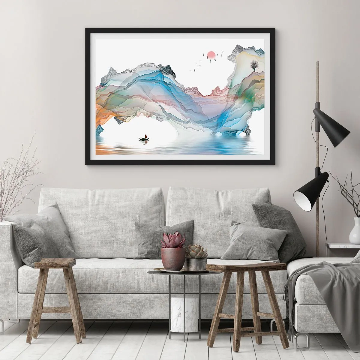 Affiche dans un cadre noir - Poster - Vers les montagnes de cristal - 91x61 cm