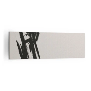 Impression sur toile - Image sur toile - Coups de pinceau dynamiques en noir sur fond clair - 160x50cm - Ruée imparable - Décoration murale moderne pour le salon et la chambre ARTTOR