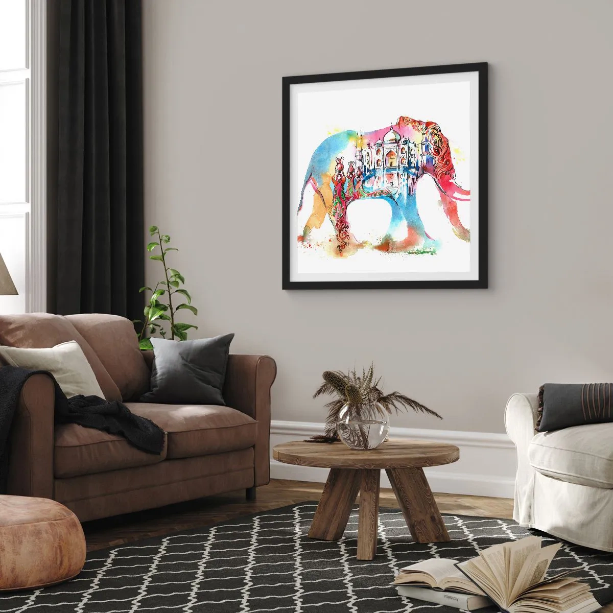 Affiche dans un cadre noir - Poster - Inde - l'aura de l'amour - 60x60 cm