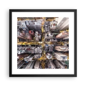Affiche dans un cadre noir - Poster - Salutations de Hong-Kong - 40x40 cm