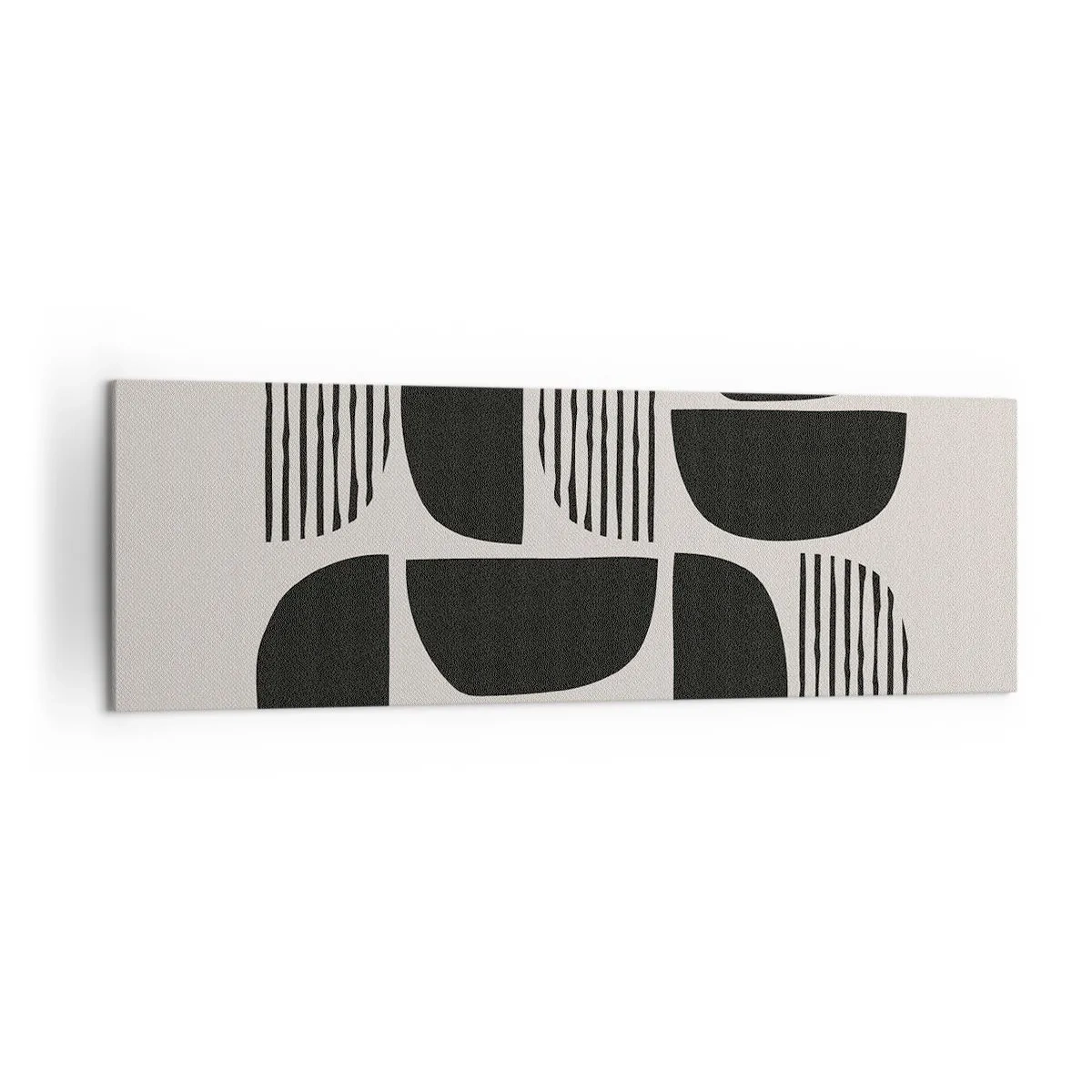 Impression sur toile - Image sur toile - Géométrie avec demi-cercles et lignes en noir sur fond clair - 160x50cm - Offres sans enthousiasme - Décoration murale moderne pour le salon et la chambre ARTTOR