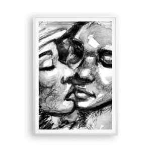 Affiche dans un cadre blanc - Poster - Un moment tendre - 70x100 cm