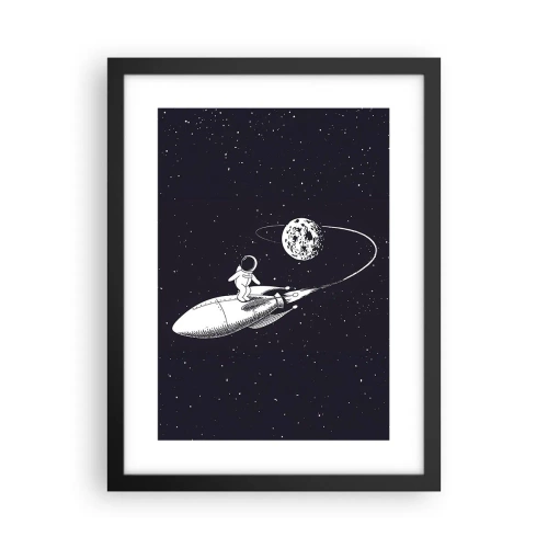 Affiche dans un cadre noir - Poster - Surfeur de l'espace - 30x40 cm