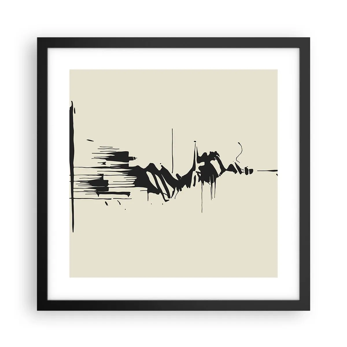 Affiche dans un cadre noir - Poster - Abstraction hâtive - 40x40 cm