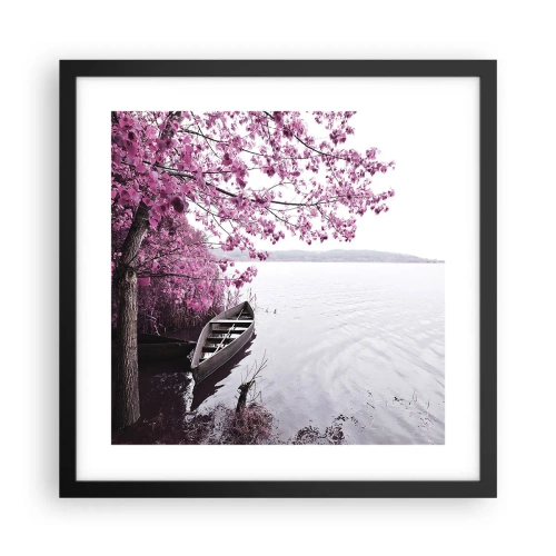 Affiche dans un cadre noir - Poster - Dans un silence rose - 40x40 cm
