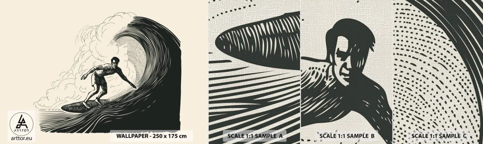 Échantillon de Papier Peint Premium Canvas - Le roi de la vague - Vague, Surfant, sport - 100x30 cm