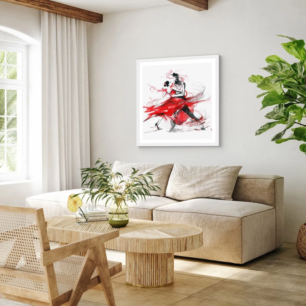 Affiche dans un cadre blanc - Poster - Tango - le rythme de la passion - 60x60 cm