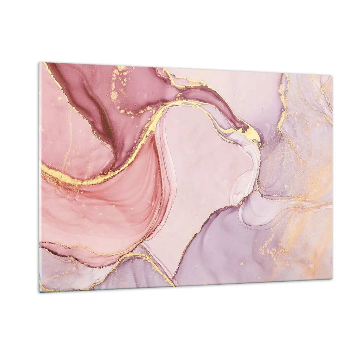 Impression sur verre - Image sur verre - Une composition abstraite dans les tons de rose et d'or - 120x80cm - Caresse de couleurs - Décoration murale moderne pour le salon et la chambre ARTTOR
