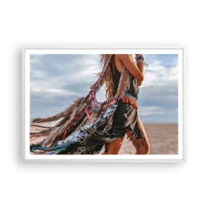 Affiche dans un cadre blanc - Poster - La fille du chaman - 100x70 cm