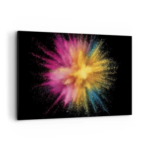Impression sur toile - Image sur toile - Explosion de poudre colorée sur fond noir - 120x80cm - Origine des couleurs - Décoration murale moderne pour le salon et la chambre ARTTOR