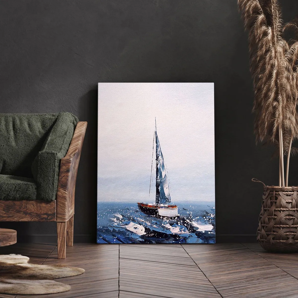 Impression sur toile - Image sur toile - Voiliers sur une mer agitée dans une composition picturale - 70x100cm - Confrérie du vent - Décoration murale moderne pour le salon et la chambre ARTTOR