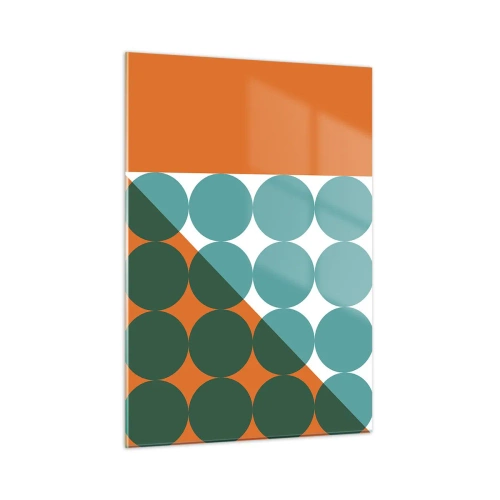 Impression sur verre - Image sur verre - Composition géométrique abstraite avec des cercles et un triangle - 50x70cm - En haut et en diagonale - Décoration murale moderne pour le salon et la chambre ARTTOR