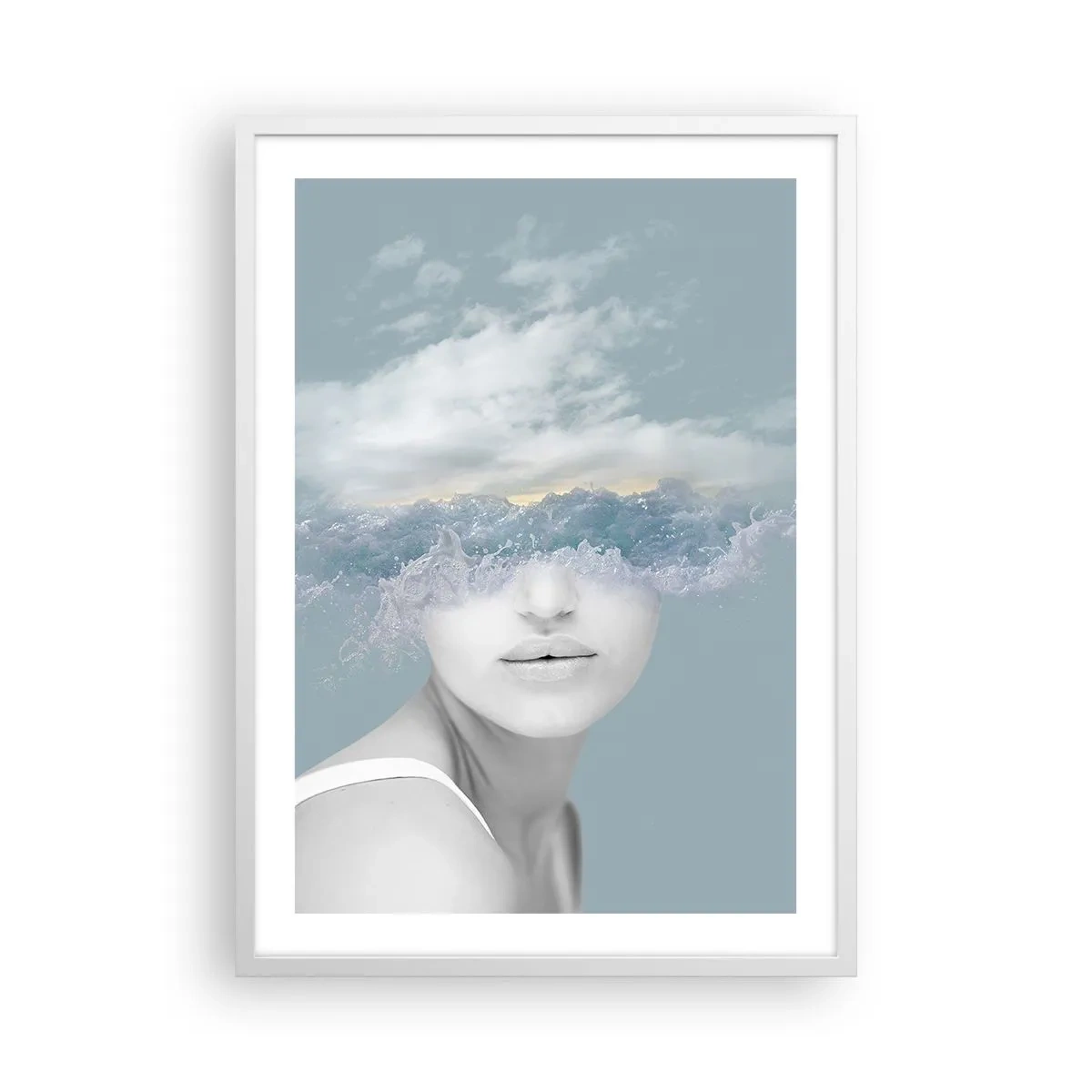Affiche dans un cadre blanc - Poster - La tête dans les nuages - 50x70 cm