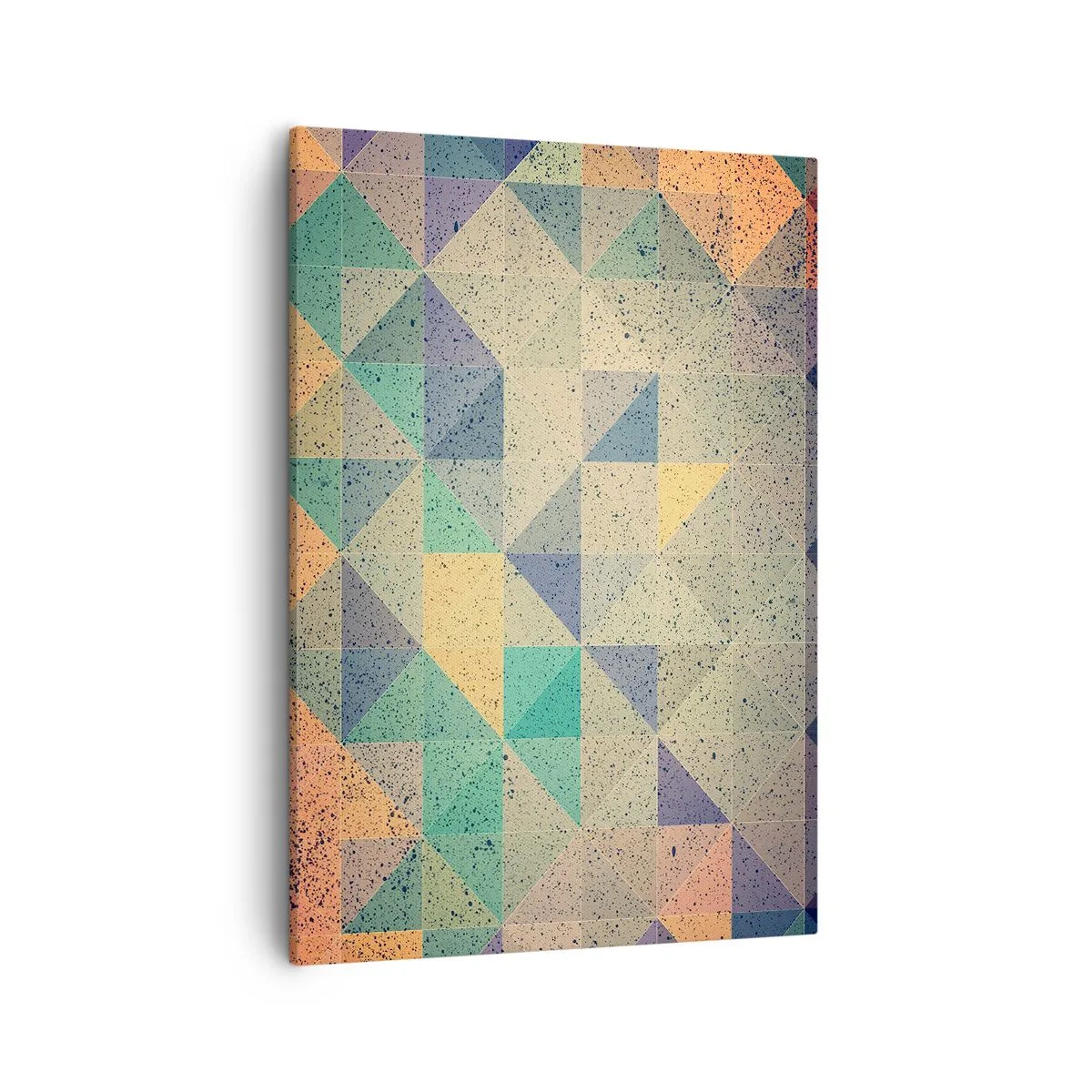 Impression sur toile - Image sur toile - Une composition colorée de triangles géométriques dans des tons pastel. - 50x70cm - République des triangles - Décoration murale moderne pour le salon et la chambre ARTTOR