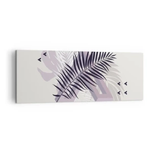 Impression sur toile - Image sur toile - Une composition minimaliste avec des feuilles et des formes géométriques - 140x50cm - L'ombre de l'obscurité - Décoration murale moderne pour le salon et la chambre ARTTOR