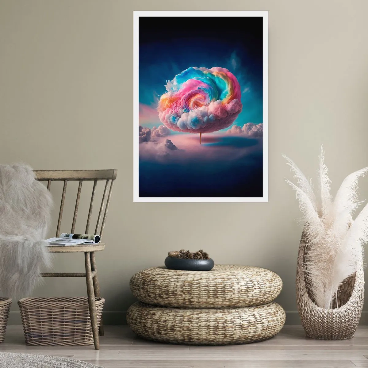 Affiche - Poster - Un nuage coloré et abstrait tourbillonnant dans l'espace - 50x70cm - Le rêve d'un parc d'attractions - Décoration murale moderne pour le salon et la chambre ARTTOR