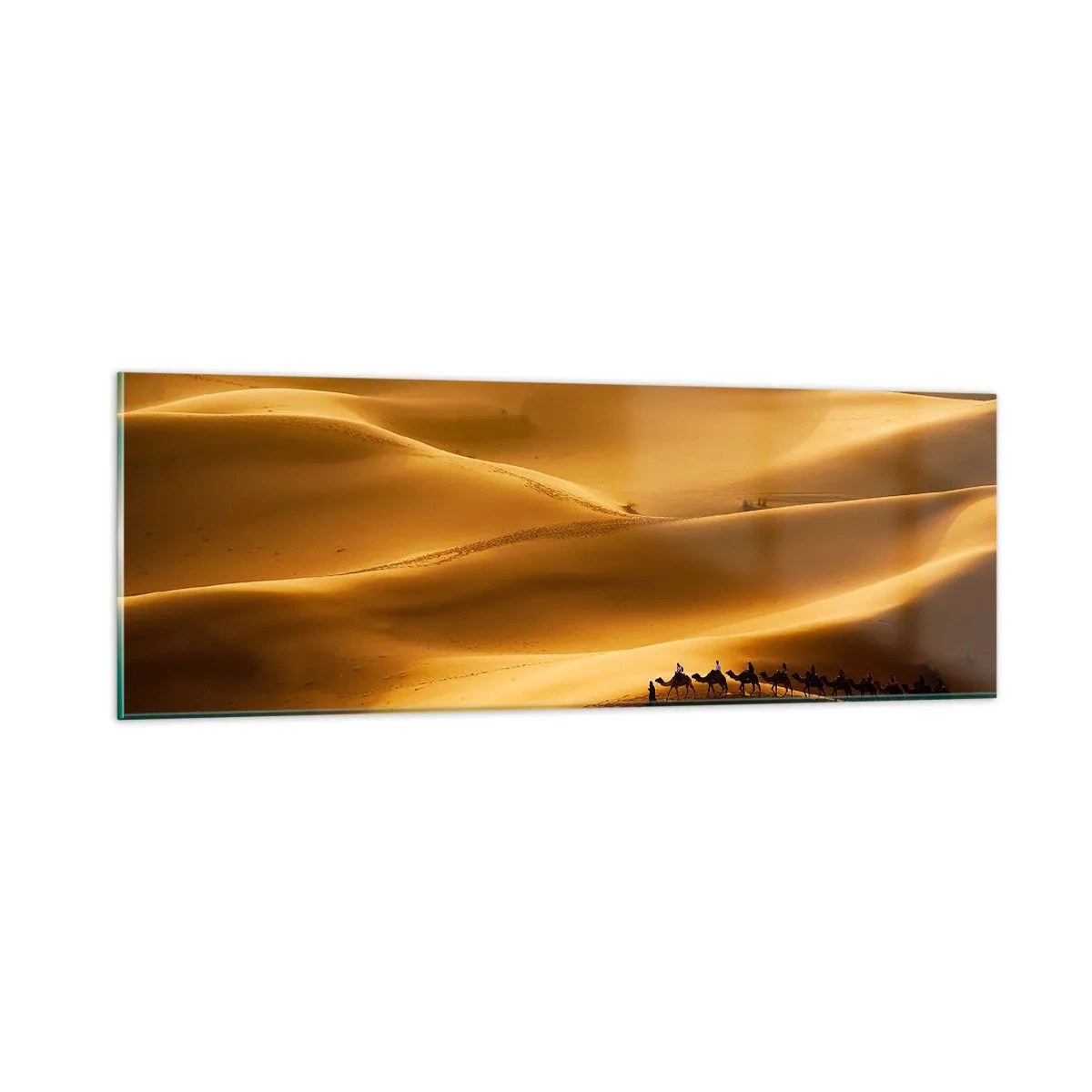 Impression sur verre - Image sur verre - Caravane sur les vagues du désert - 90x30 cm