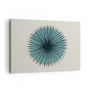 Impression sur toile - Image sur toile - Forme circulaire abstraite avec des rayons bleus - 100x70cm - Rayonnant dans l'azur - Décoration murale moderne pour le salon et la chambre ARTTOR