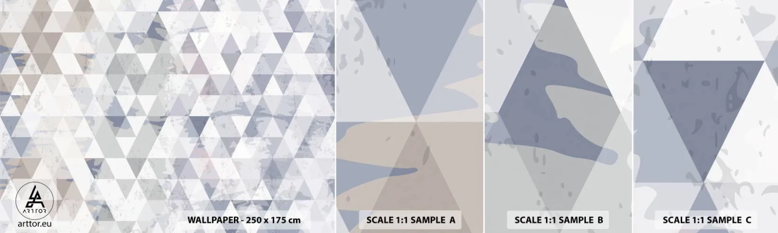 Échantillon De Papier Peint Standard Eco - En rythme de trois - Abstraction, Morceau, Triangles - 100x30 cm