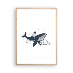 Affiche dans un chêne clair - Poster - Aventure spatiale - 50x70 cm