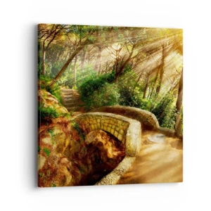 Impression sur toile - Image sur toile - Directement du pont dans une forêt de conte de fées - 40x40 cm