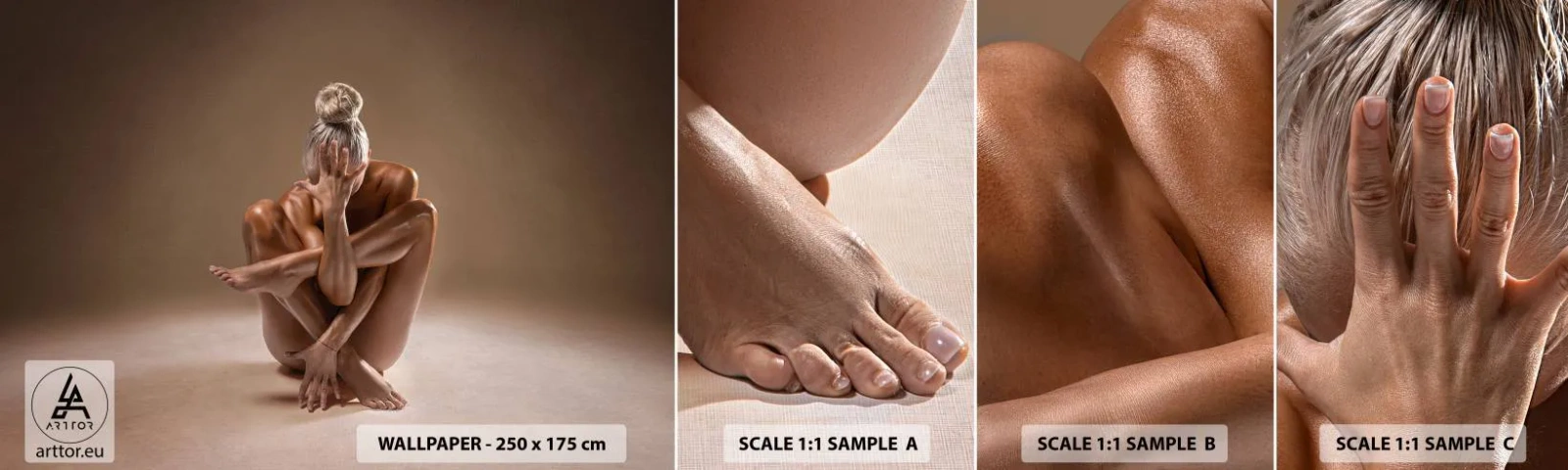 Échantillon de Papier Peint Autocollant Deluxe Sticker - Unité du corps et de l'âme - Corps, Femme, Modèle - 100x30 cm