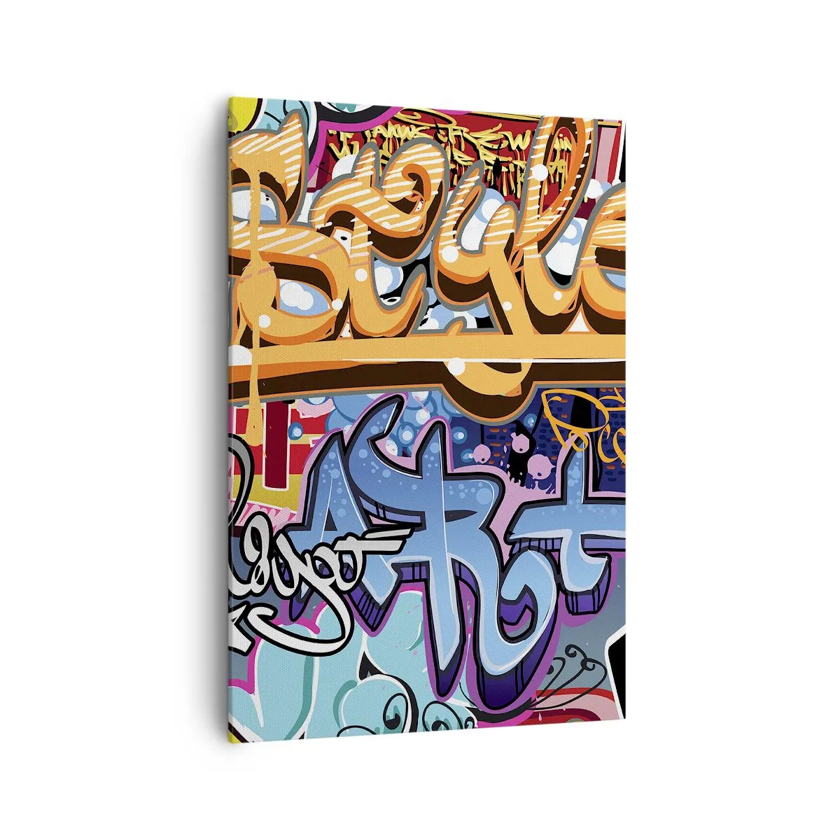 Impression sur toile - Image sur toile - Graffitis colorés avec inscriptions et illustrations dynamiques - 70x100cm - Fresques, fresques, fresques… - Décoration murale moderne pour le salon et la chambre ARTTOR