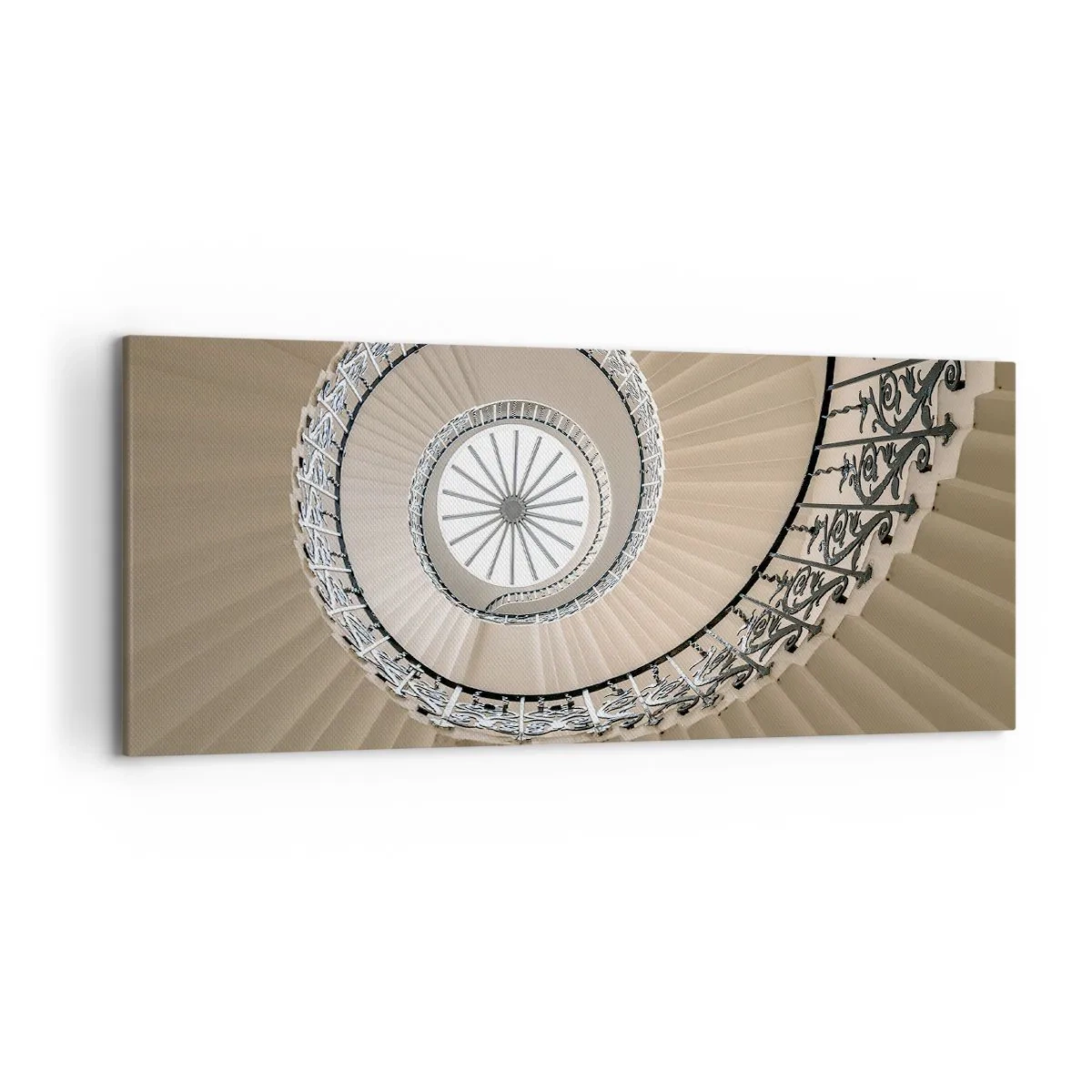 Impression sur toile - Image sur toile - Escalier en colimaçon dans une approche géométrique élégante - 120x50cm - À l'intérieur de la coquille - Décoration murale moderne pour le salon et la chambre ARTTOR