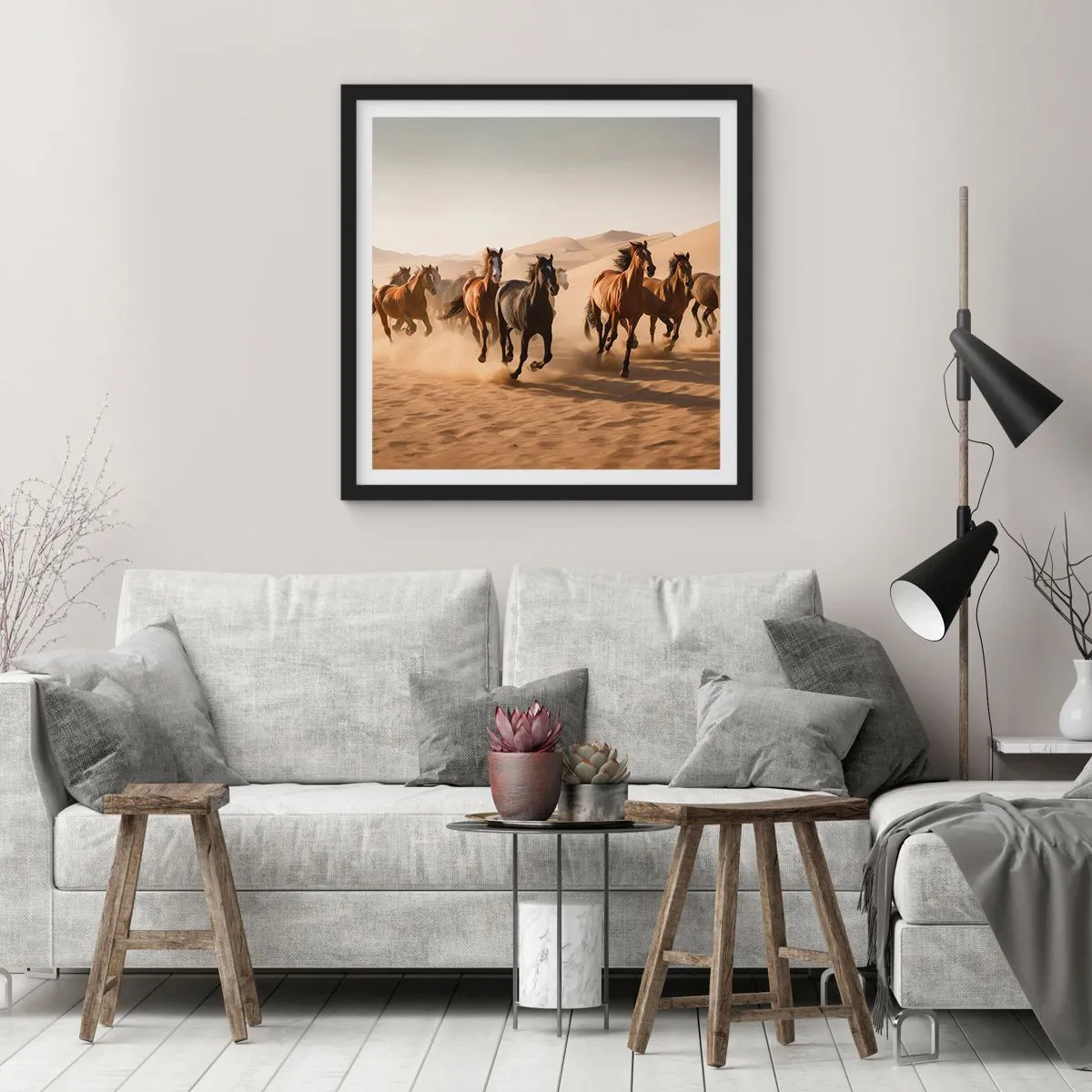 Affiche dans un cadre noir - Poster - Libre comme le vent - 60x60 cm