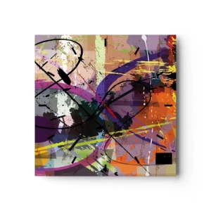 Horloge murale - Pendule murale - Un motif abstrait coloré avec des lignes et des formes dynamiques. - 30x30cm - Vous pouvez aller tout droit ou autour - Décoration murale moderne pour le salon et la chambre ARTTOR