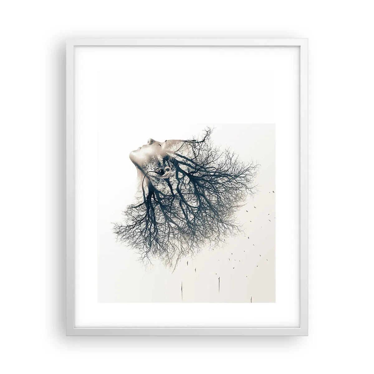 Affiche dans un cadre blanc - Poster - Écouter le murmure des arbres - 40x50 cm