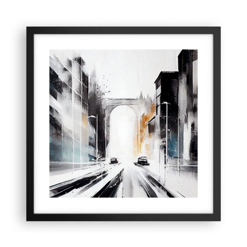 Affiche dans un cadre noir - Poster - Étude de ville : architecture et mouvement - 40x40 cm