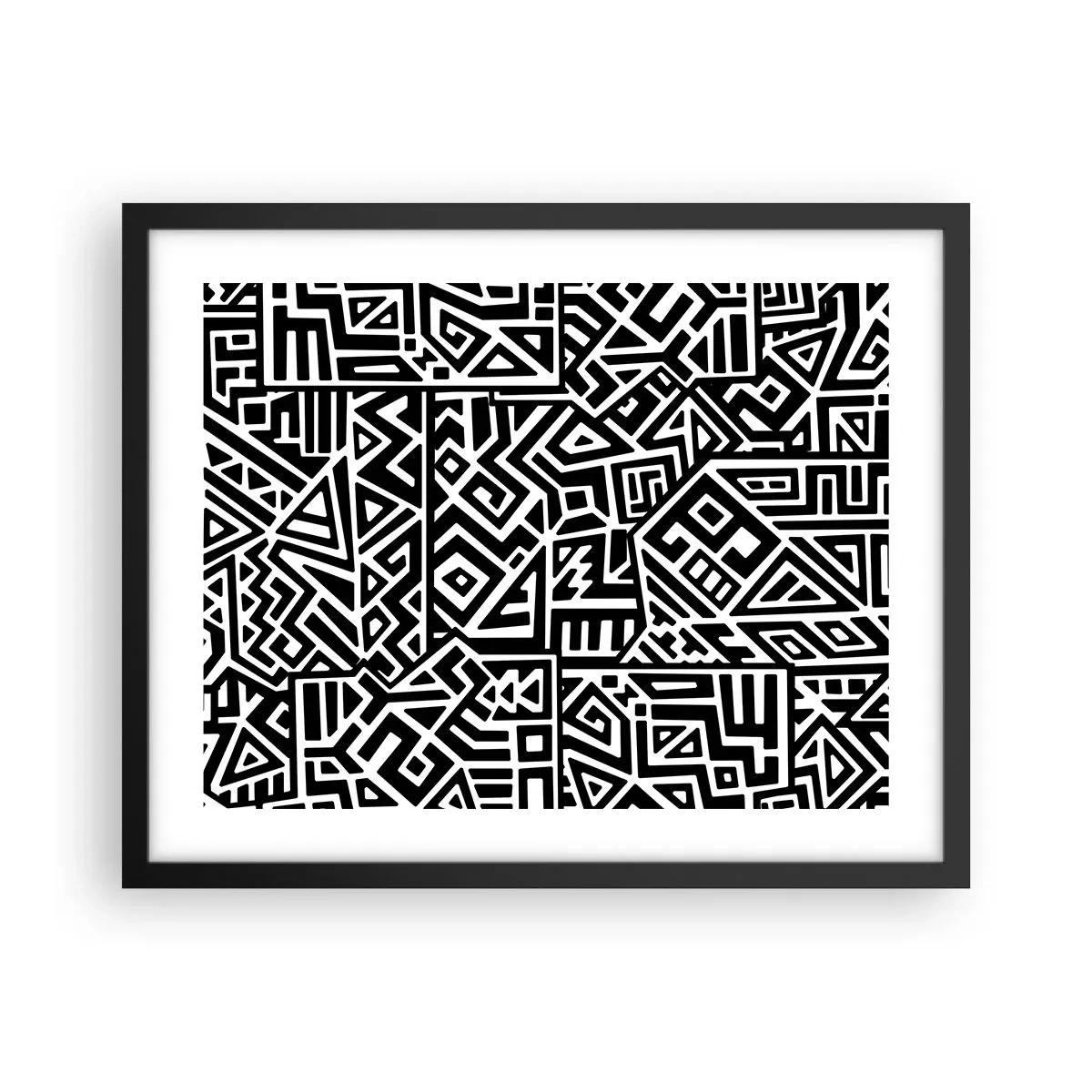 Affiche dans un cadre noir - Poster - Composition précolombienne - 50x40 cm