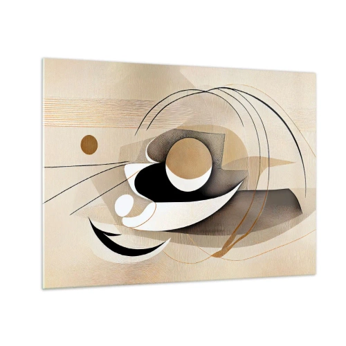 Impression sur verre - Image sur verre - Abstraction minimaliste en beige avec des formes géométriques - 70x50cm - Composition : l'essence des choses - Décoration murale moderne pour le salon et la chambre ARTTOR