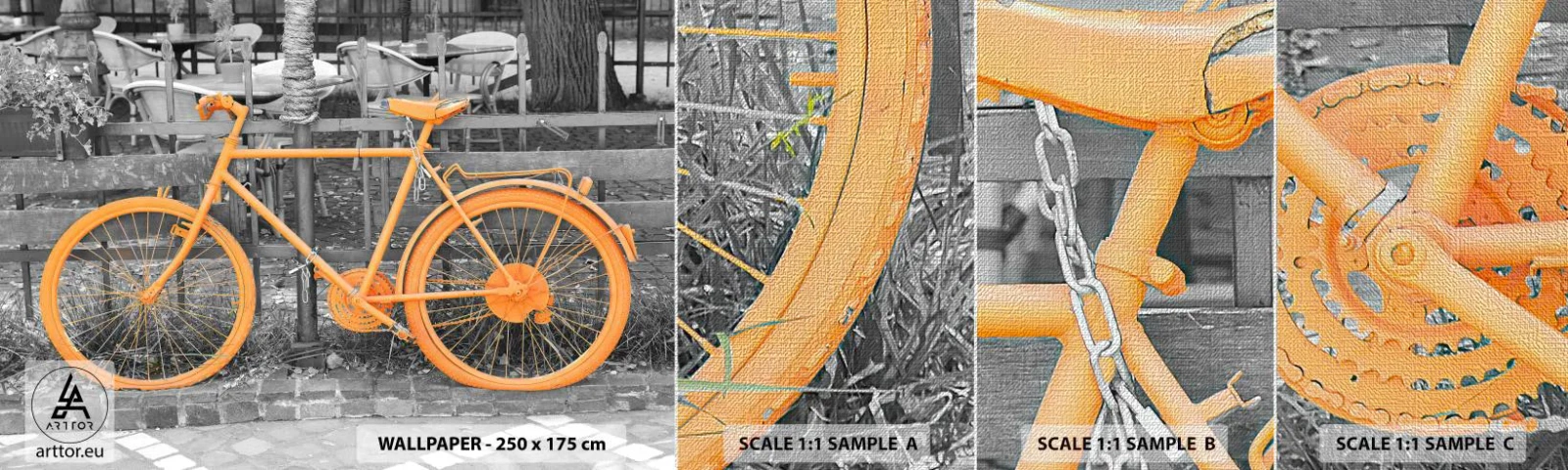 Échantillon de Papier Peint Premium Canvas - Allez, je vais attendre ici - Vélo vintage, Ville, Voyages - 100x30 cm