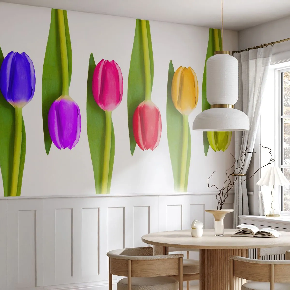 Papier Peint Autocollant Deluxe Sticker - Composition arc-en-ciel - Fleurs, Tulipes, Nature - 250x175 cm