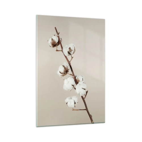 Impression sur verre - Image sur verre - Un brin de coton sur fond beige - 80x120cm - A la source de la douceur - Décoration murale moderne pour le salon et la chambre ARTTOR