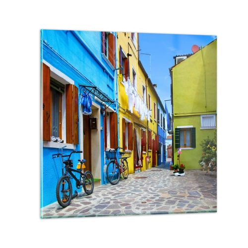 Impression sur verre - Image sur verre - Pastel, douce ruelle - 30x30 cm