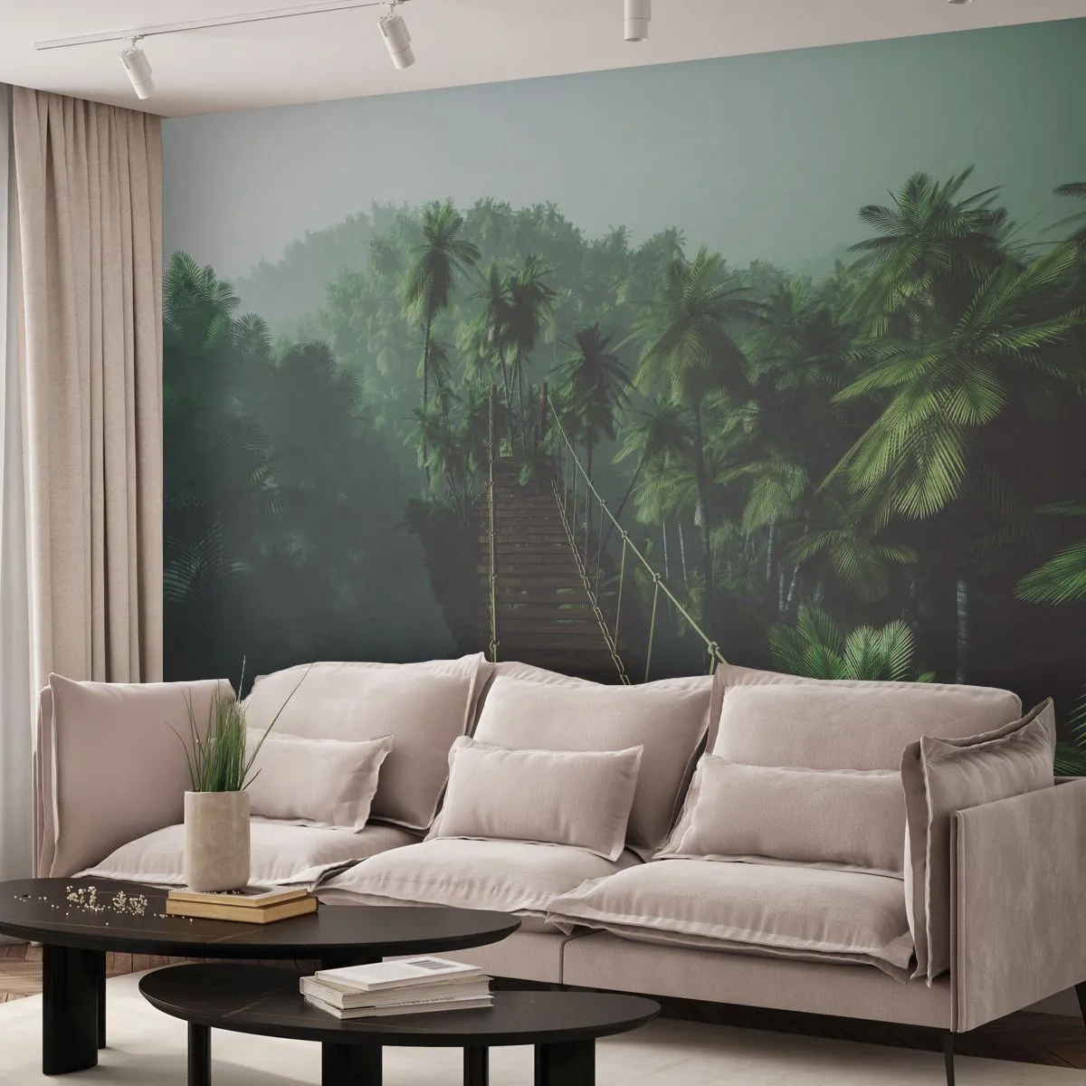 Papier Peint Photo Standard Eco - Au fil de la verdure - Paysage, Jungle, Cocotier - 400x280 cm