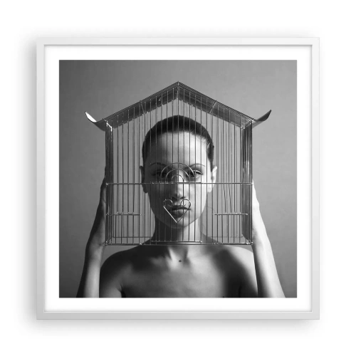 Affiche dans un cadre blanc - Poster - Portrait un peu surréaliste - 60x60 cm