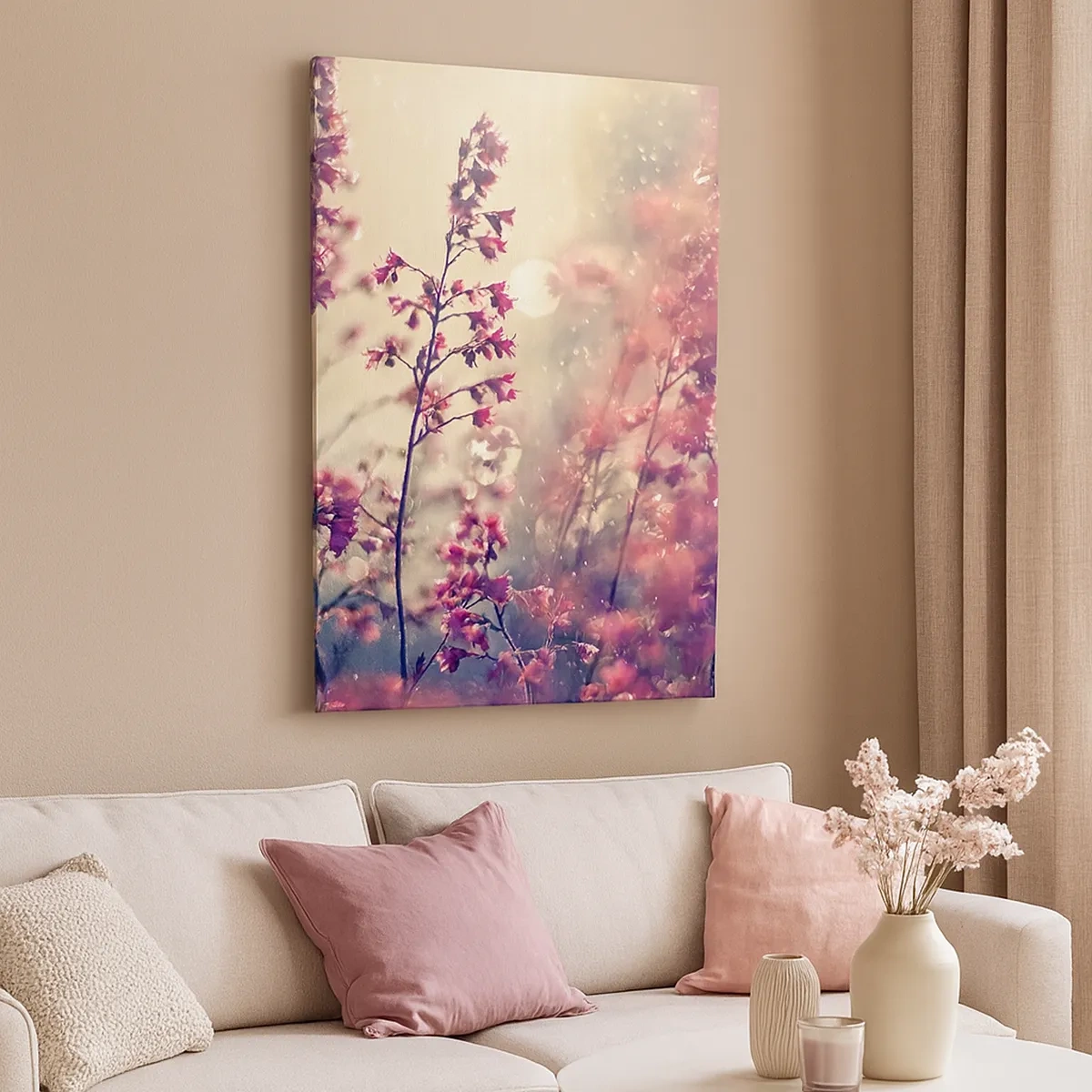 Impression sur toile - Image sur toile - Fleurs au soleil sur fond de nature - 50x70cm - Jardin secret - Décoration murale moderne pour le salon et la chambre ARTTOR