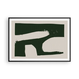 Affiche dans un cadre noir - Poster - Abstrait minimaliste en vert sur fond clair - 100x70cm - Baies blanches - Décoration murale moderne pour le salon et la chambre ARTTOR