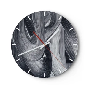 Horloge murale - Pendule murale - Un cheval au galop sur un fond de désert en noir et blanc. - 30x30cm - La fluidité de la réalité - Décoration murale moderne pour le salon, la cuisine et la chambre ARTTOR