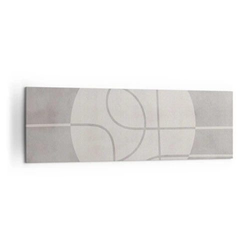Impression sur toile - Image sur toile - Motif géométrique dans les tons de gris et de blanc - 160x50cm - Circulaire et tout droit - Décoration murale moderne pour le salon et la chambre ARTTOR