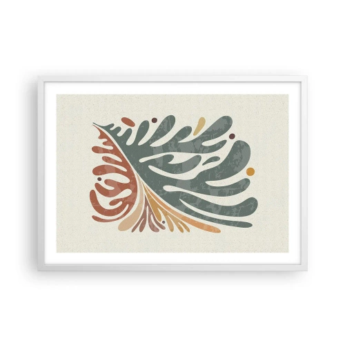 Affiche dans un cadre blanc - Poster - Feuille multicolore - 70x50 cm