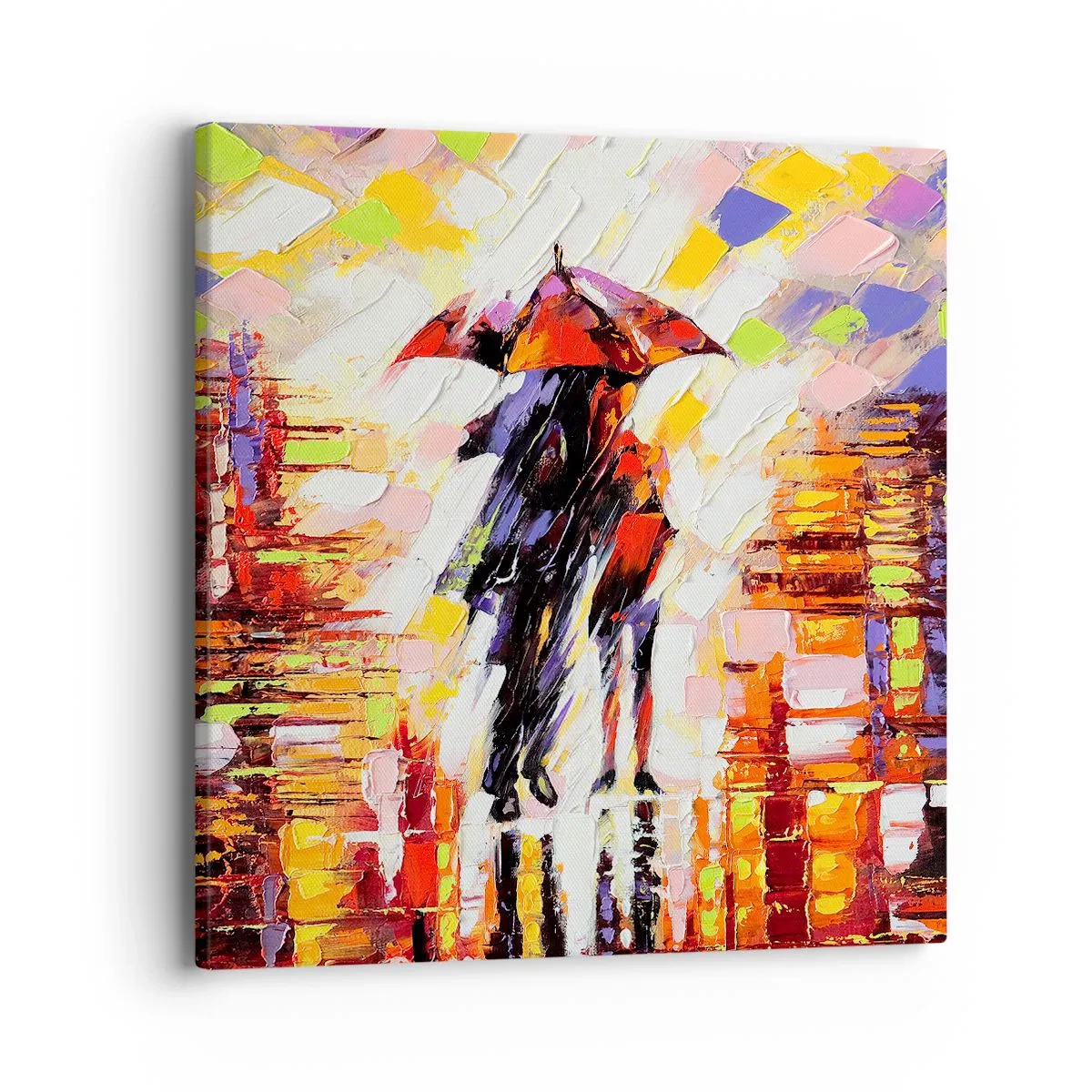 Impression sur toile - Image sur toile - Ensemble à travers la nuit et la pluie - 40x40 cm